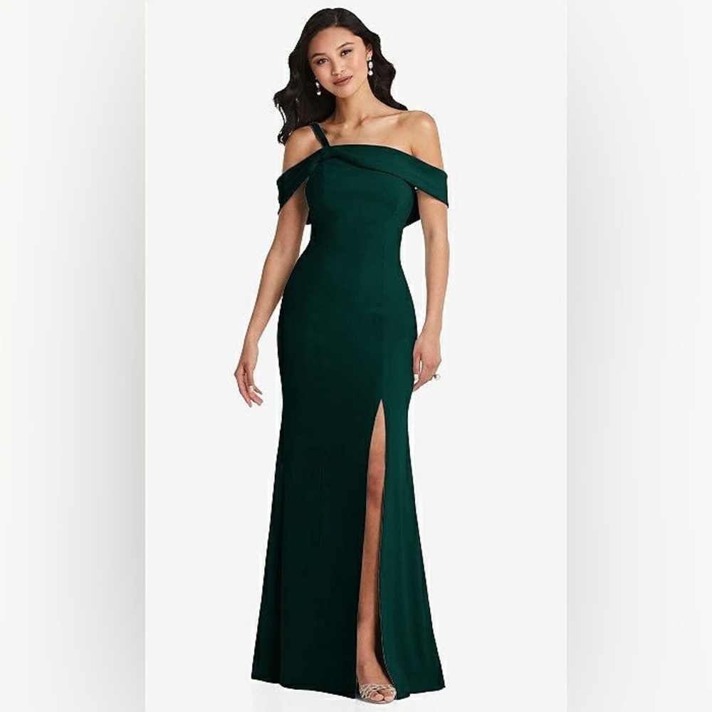After Six One-Shoulder Draped Cuff Dress with Front Slit